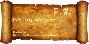 Pálfy Nándor névjegykártya